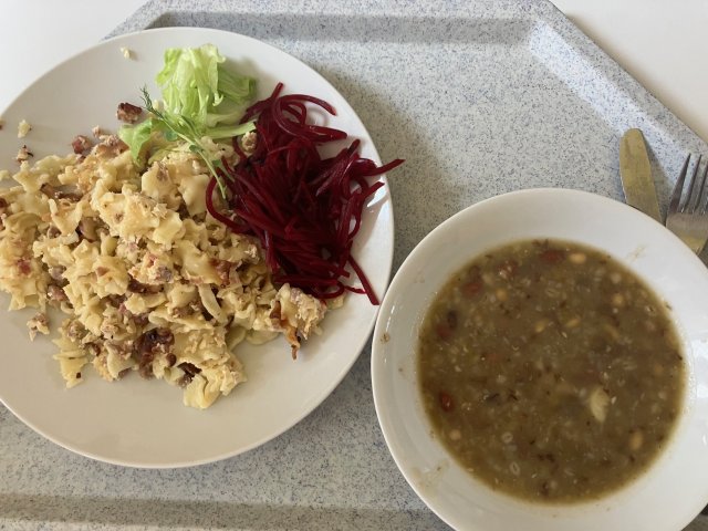 hrstková polévka, šunkofleky