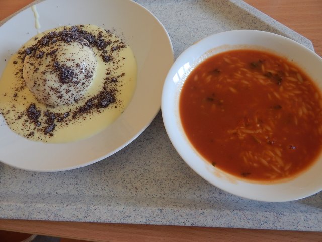 rajská s rýží, Alpský knedlík s vanilkovým krémem